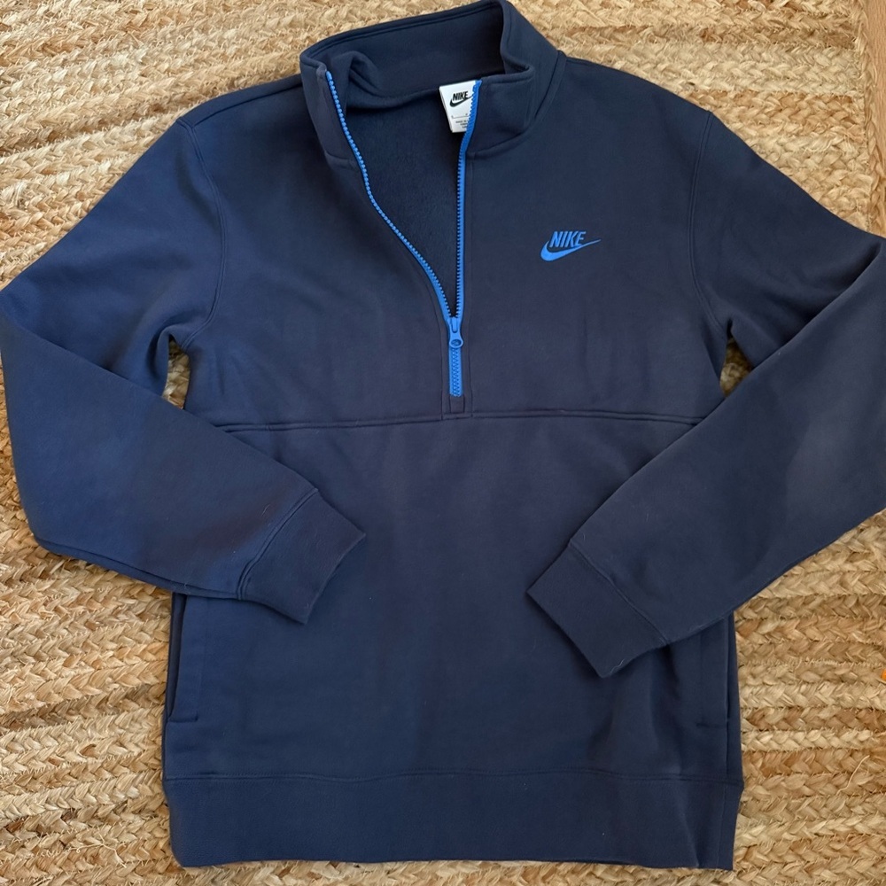 Nike Men’s Small Blue Sportswear Club 1/2 Zip Cotton Blend Pullover Sweatshirt